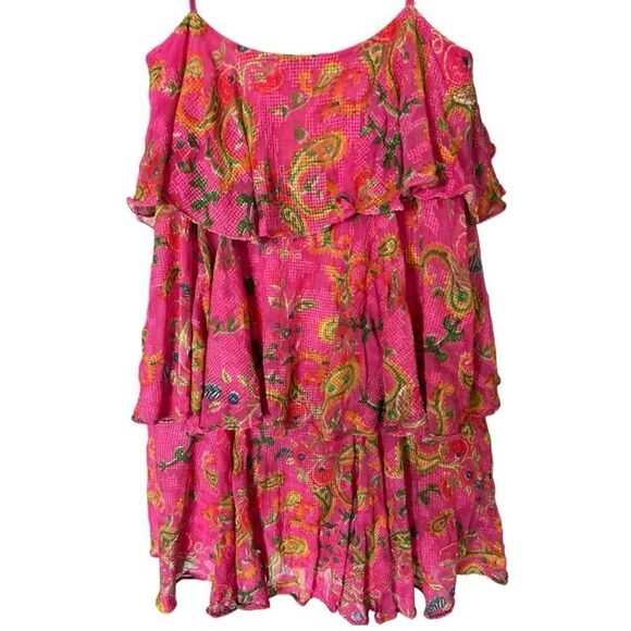 HEMANT AND NANDITA - Fit And Flare Spaghetti Strap Short Dress Fuchsia Siz S - Picture 5 of 8